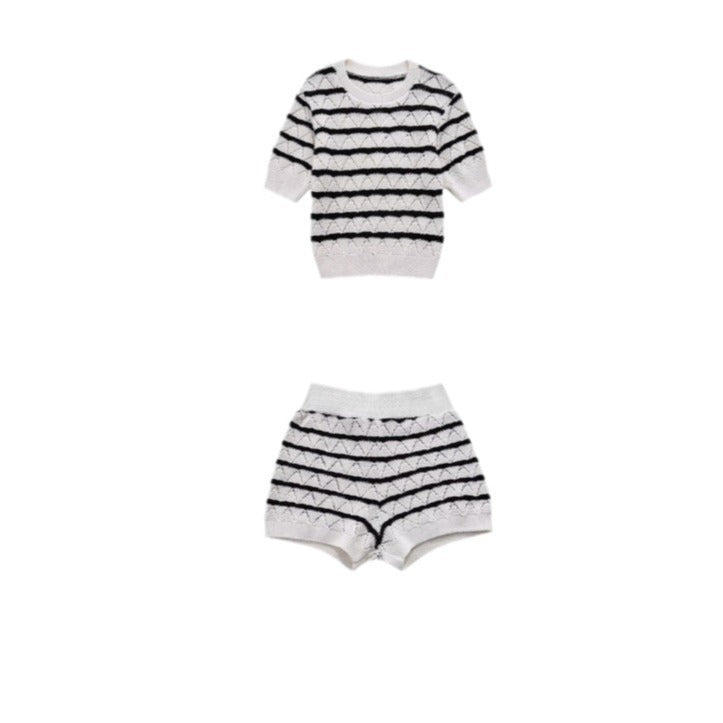 Pre Order:  Casual Striped Knitted Dress + Top + Shorts