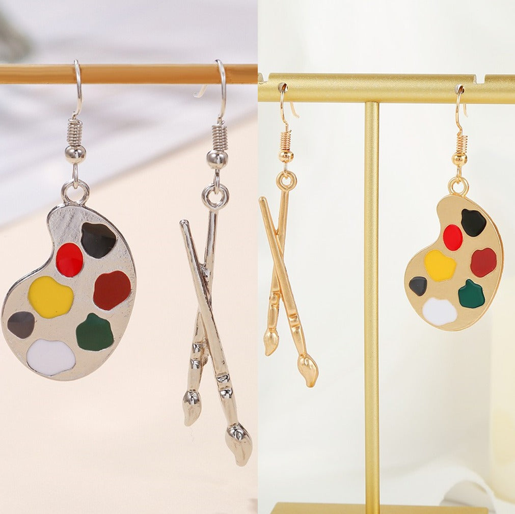 Pre Order:  Asymmetrical Artistic Brushes Color Palettes Hooks Earrings