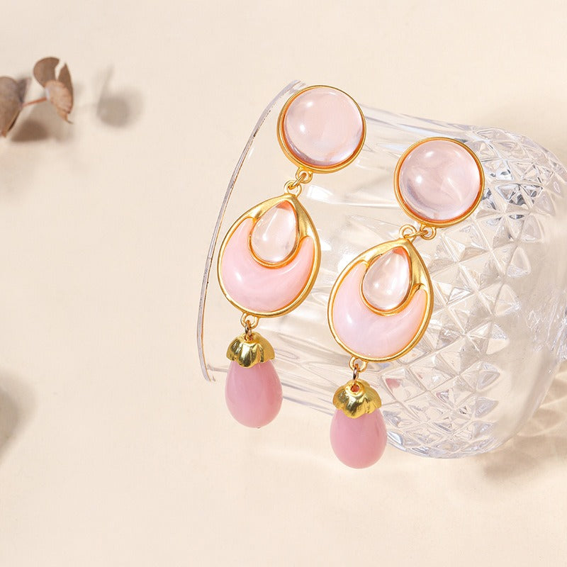 Pre Order:  Pink Rhinestones Drop Earrings