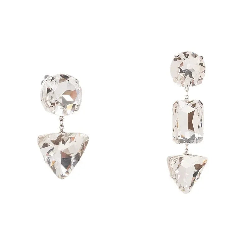 Pre Order:  Clear Rhinestone Pendant Long Drop Earrings