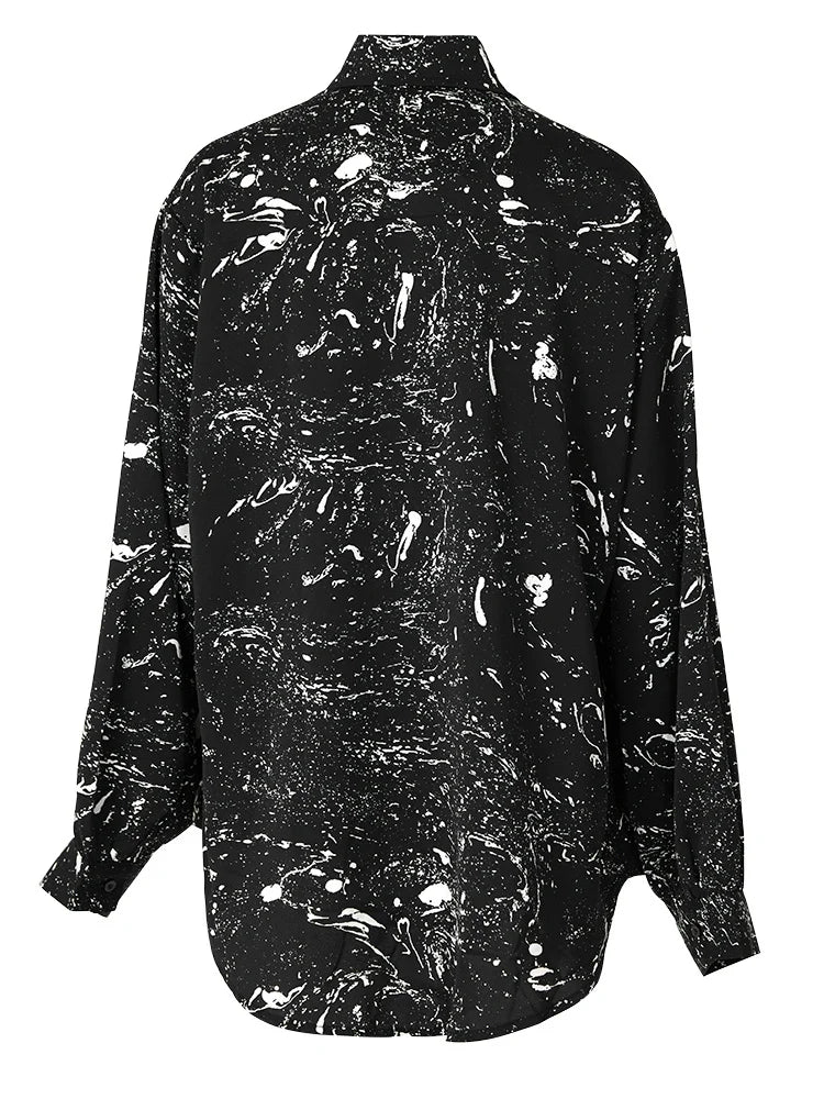 Splatter Contrast Print Loose Shirt