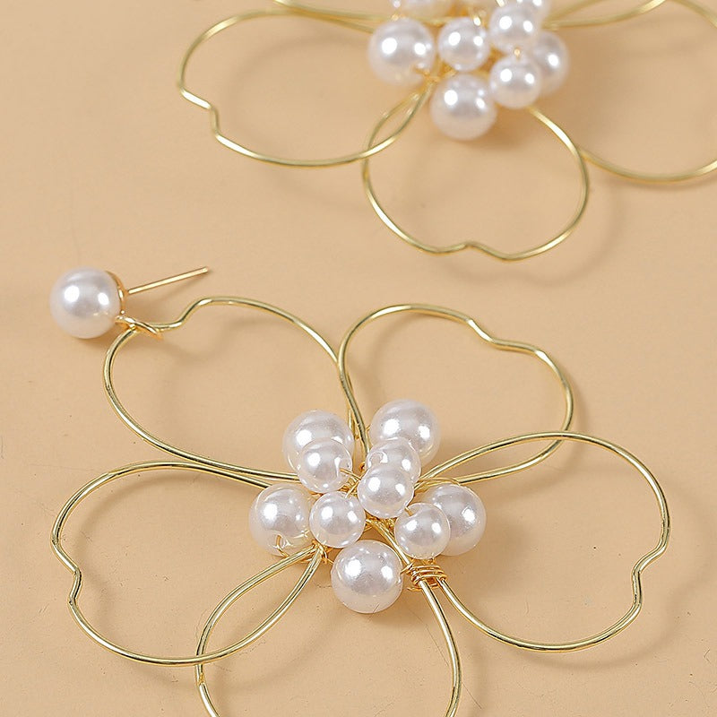 Pre Order: Pearl Woven Large Flower Earrings