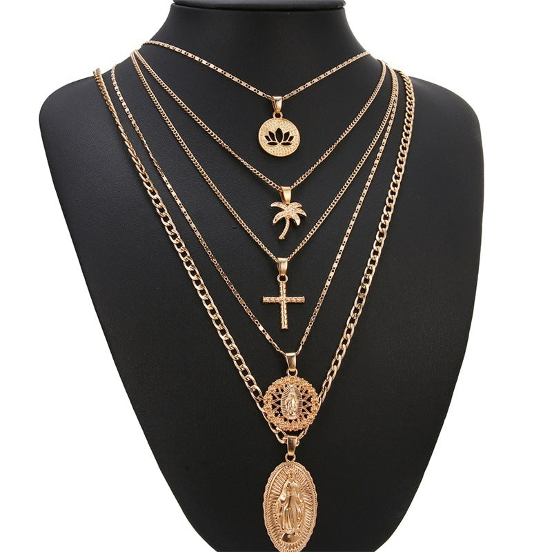 Pre Order: Golden Multi-Layer Pendant Necklace