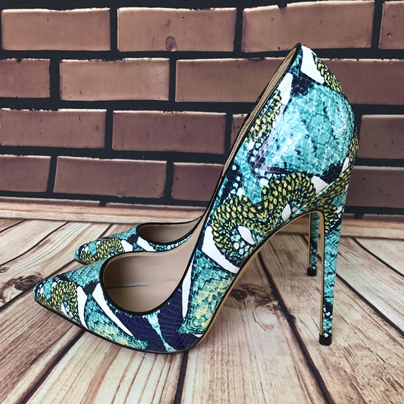 Pre Order:  Green Foral Pointed-Toe Pumps Shoes