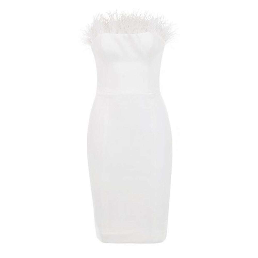 Pre Order:  Tube Top Feather Bandage Banquet Dress