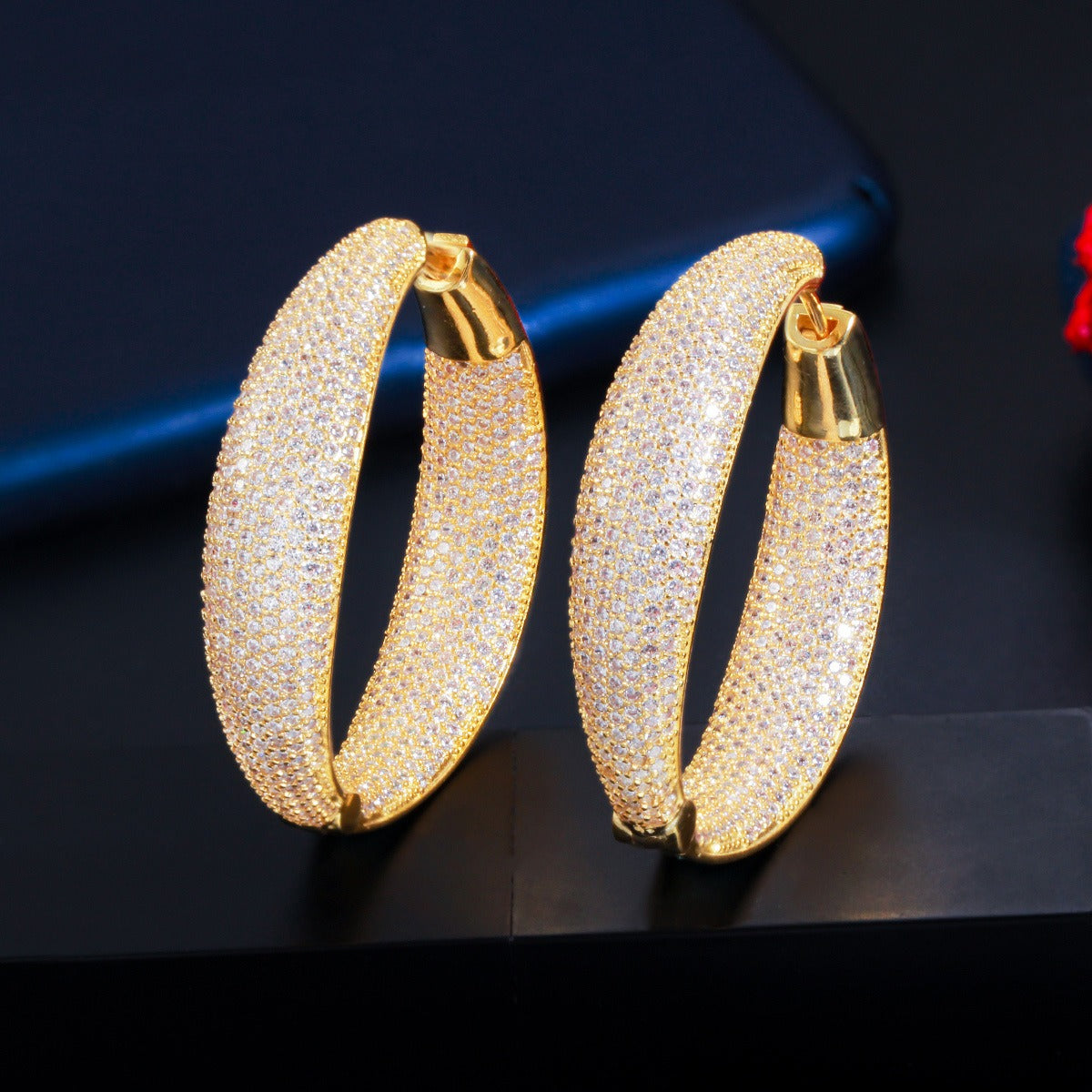 Pre Order:  Round Micro-Paved Zircon Earrings