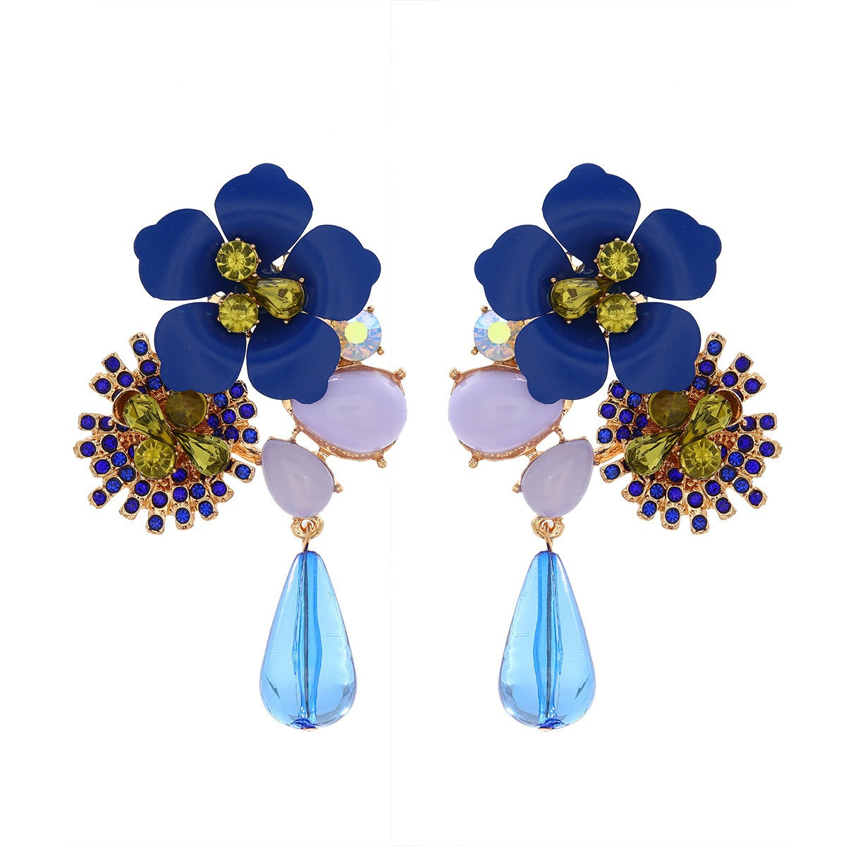 Pre Order:  Resin Flower Diamond Studded Retro Earrings