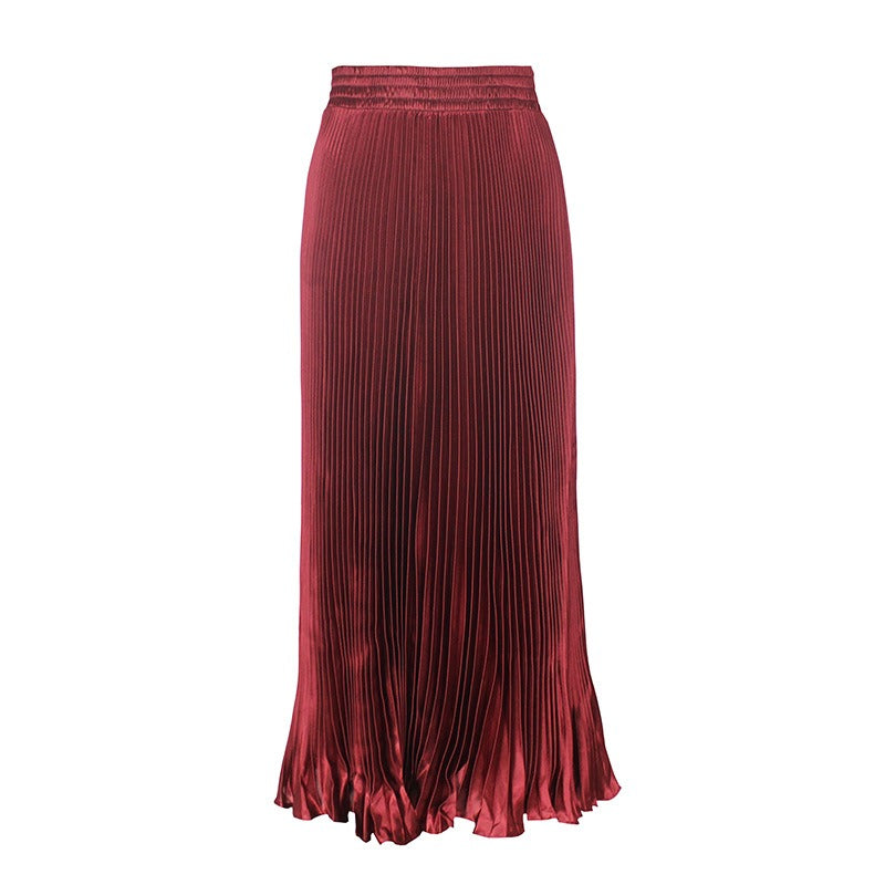 Pre Order:  Glossy Pleated Accordion Skirt