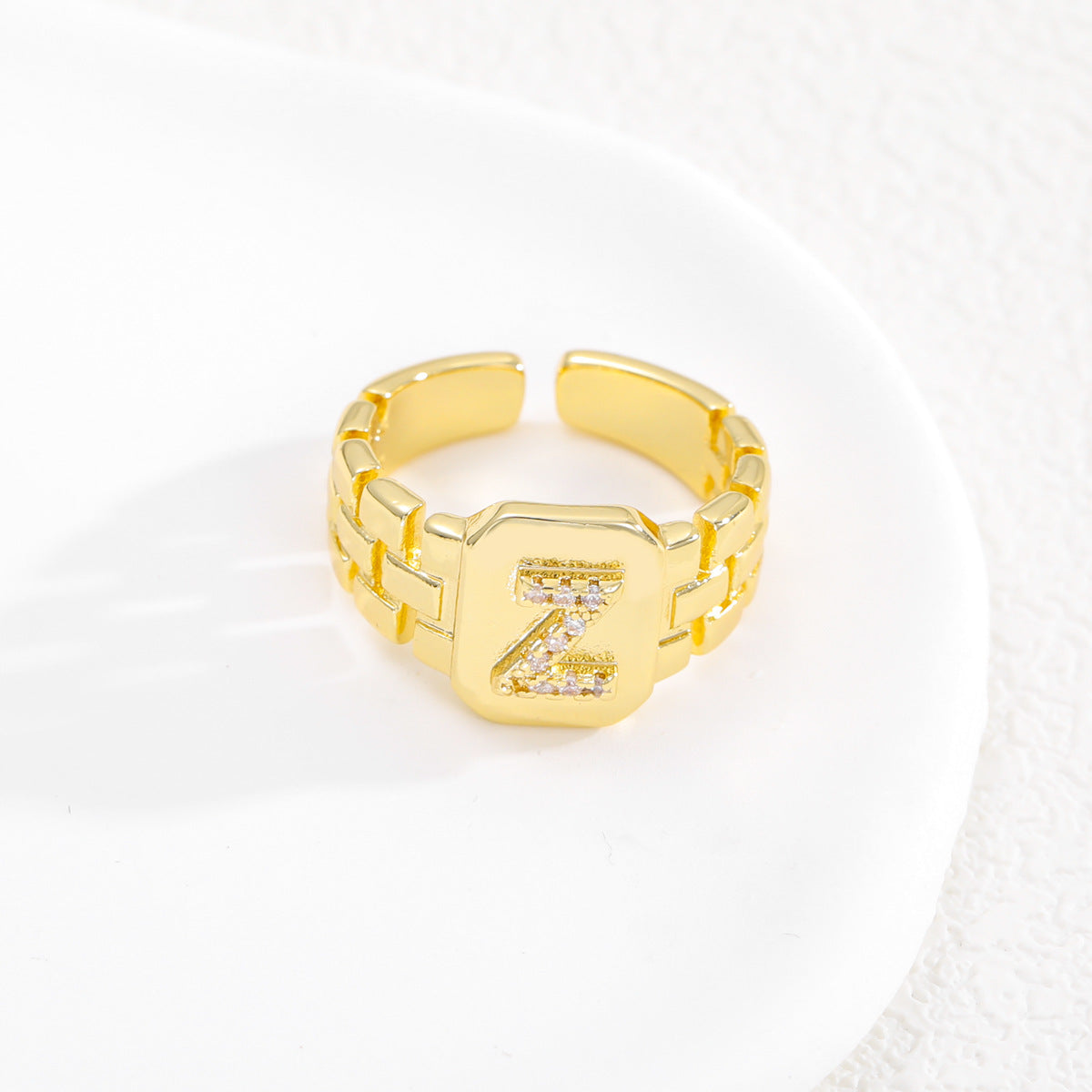 Pre Order:  Letter Series Strap Design Open Ring