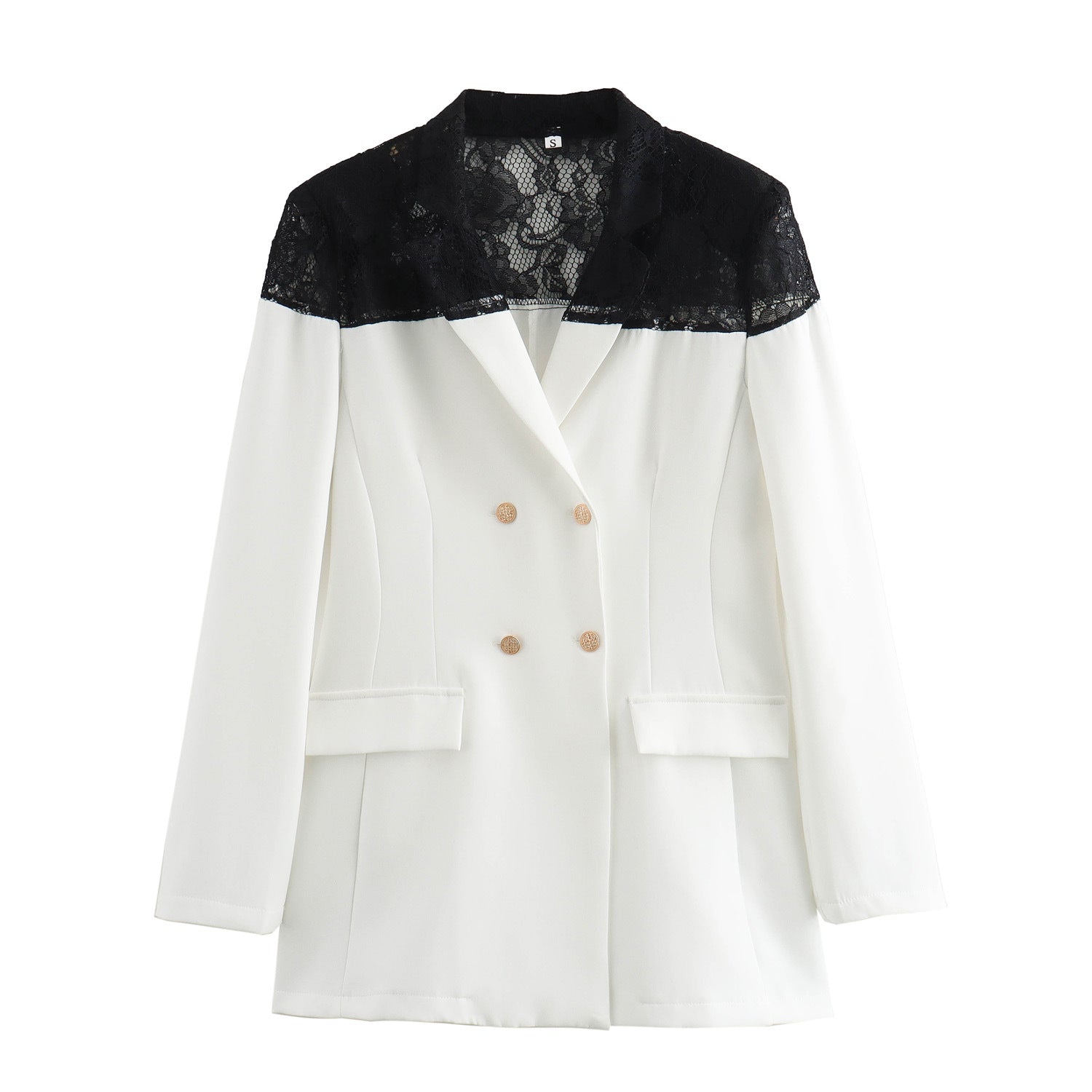 Pre Order: Elegant Lace Patchwork Button-Up Blazer