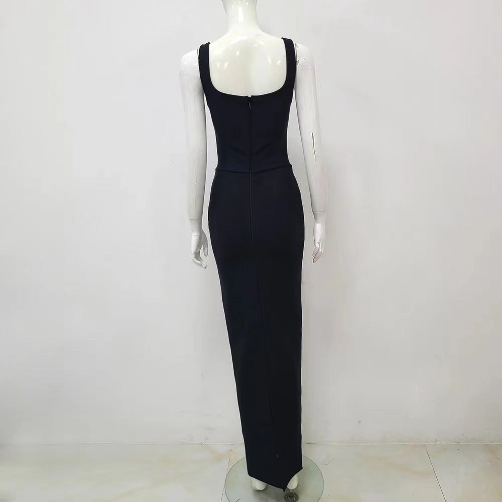 Pre Order:  Diamond Embellishment Hip Wrapped Bandage Maxi Dress