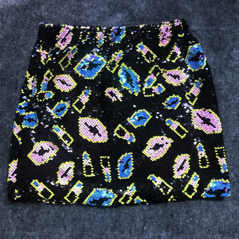 Pre Order:  Elastic High Waisted Sequin Wrapped Hip Skirt