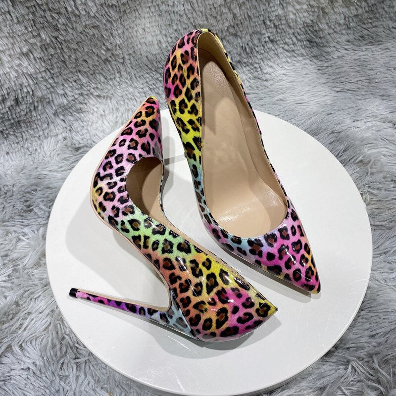 Pre Order:  Leopard Patent Printed Pointed-Toe Pump Shoes