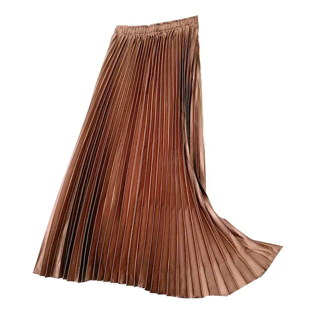 Pre Order:  Pleated High-Waist Midi Skirt