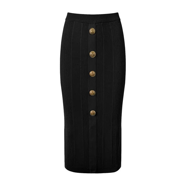 Pre Order:  Stretch Knitted Sheath Midi Skirt