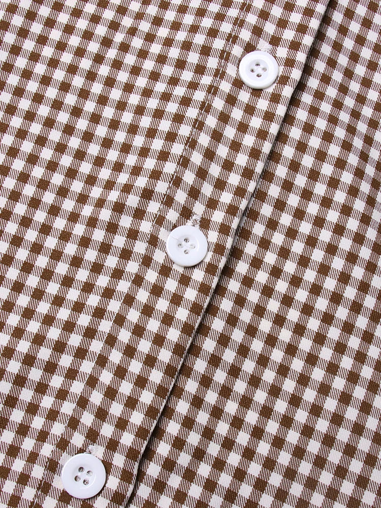 Pre Order:  Brown Plaid Checkered Loose Set