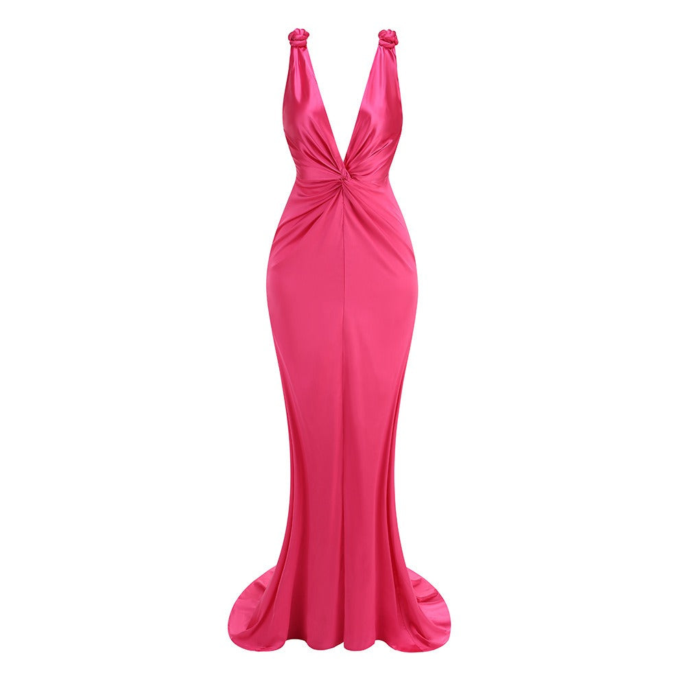 Pre Order: Sexy V-Neck Sleeveless Backless Slim Fit Maxi Dress