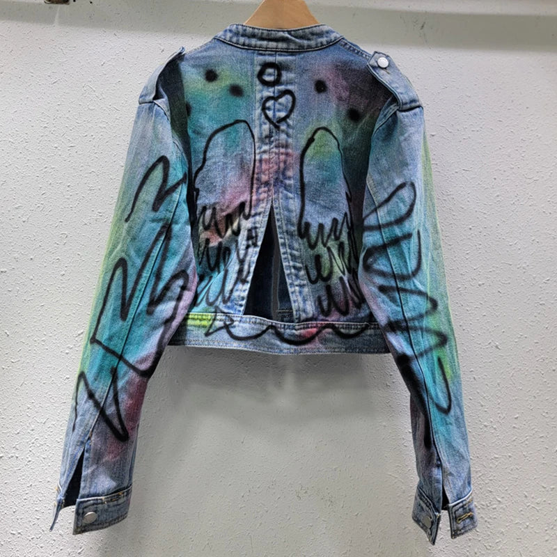 Pre Order:  Graffiti on Denim Short Jacket