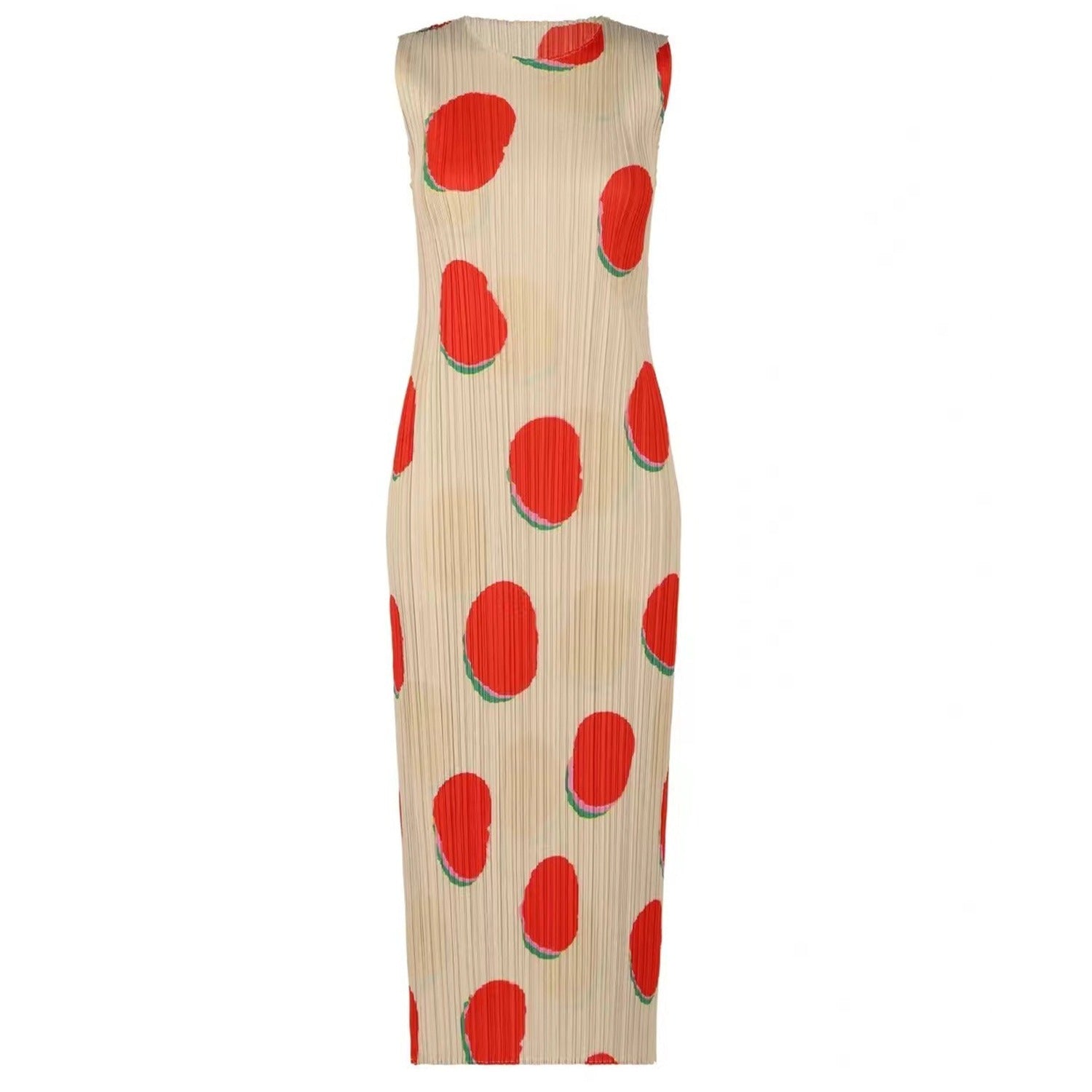 Pre Order:  Polka Dot Pleated Sleeveless Dress