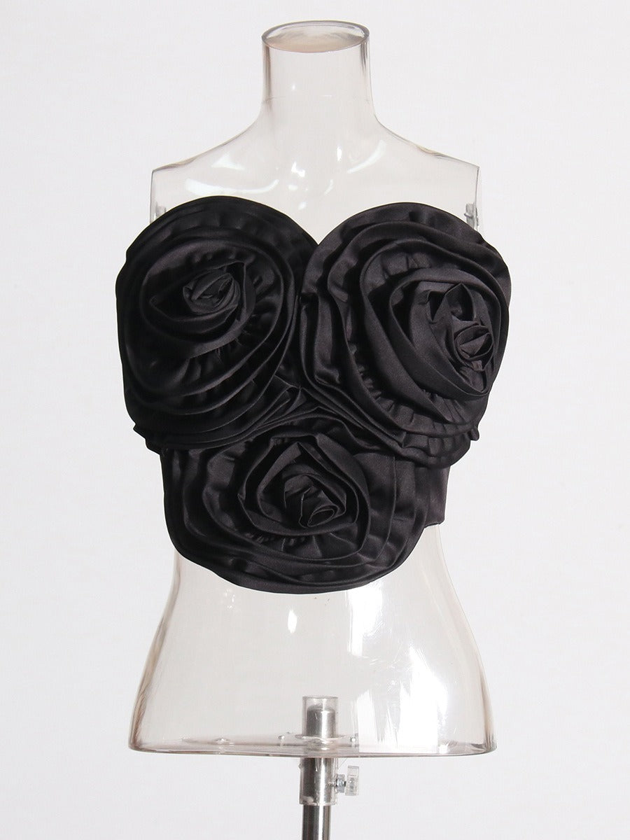 Pre Order:  3D Flower Back Zip Tube Top