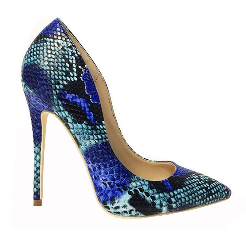 Pre Order:  Snakeskin Pattern Shallow Cut Stilettos