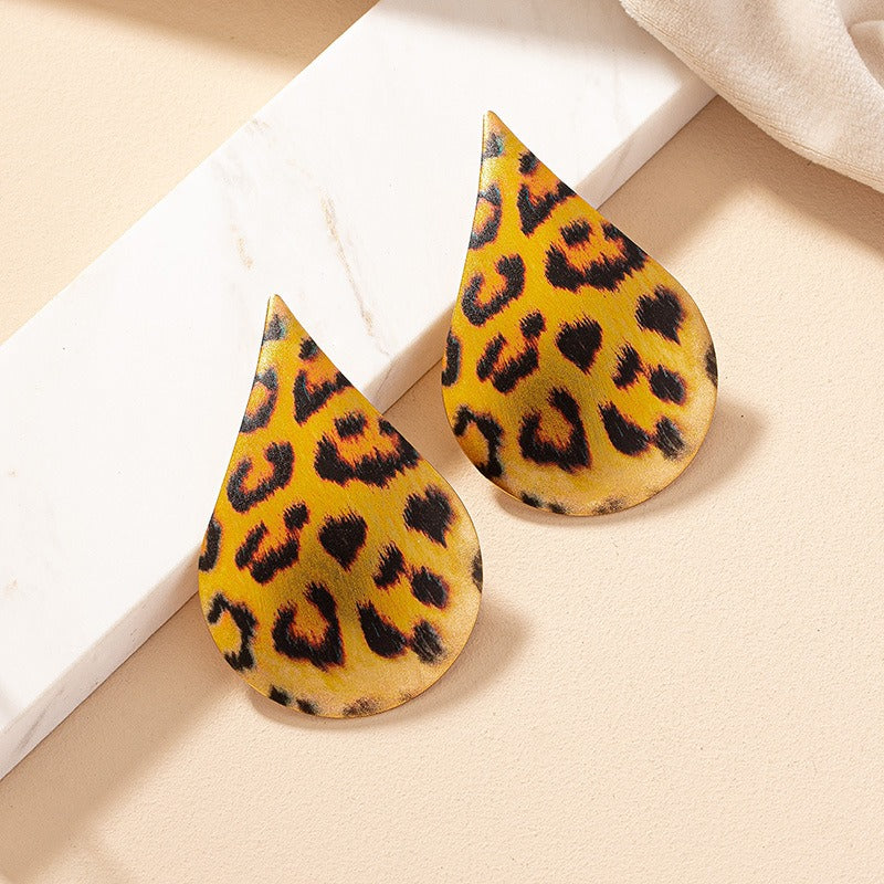 Pre Order:  Yellow Leopard Waterdrop Stud Earrings