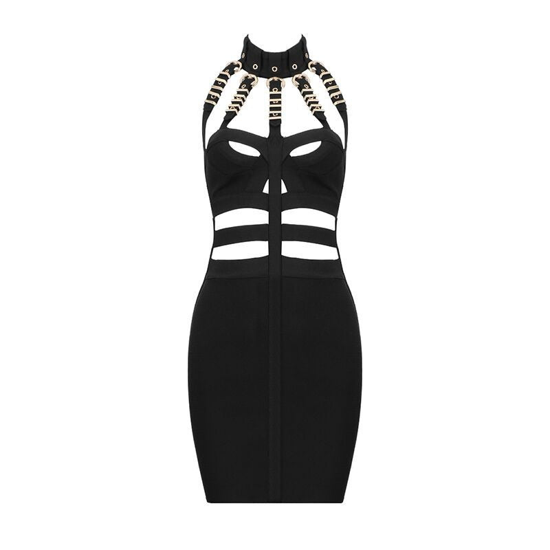 Pre Order:  Sexy Hollow Out Halter Neck Bandage Dress