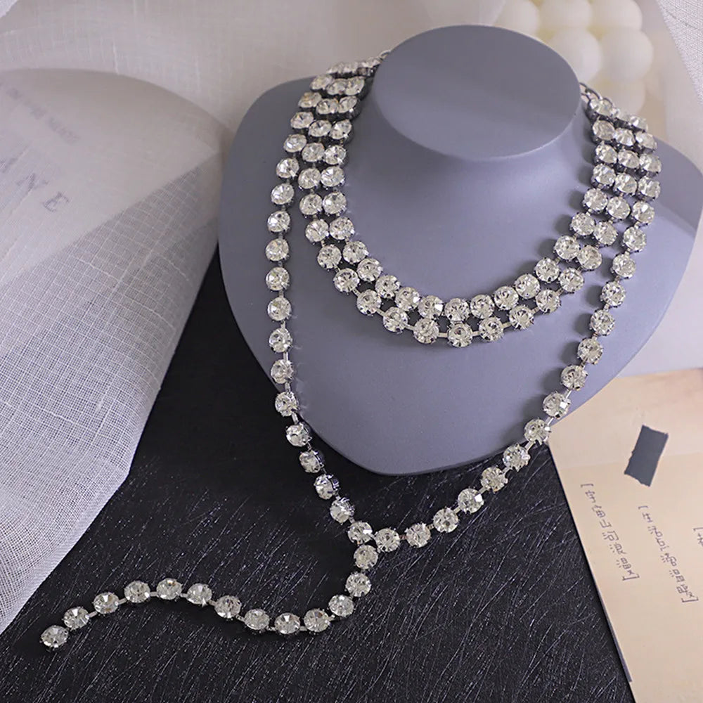 Pre Order:  Multi-Layer Rhinestones Tassel Chocker