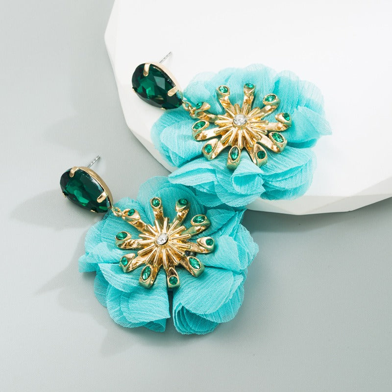 Pre Order:  Alloy Diamond Inlaid Flower Earrings