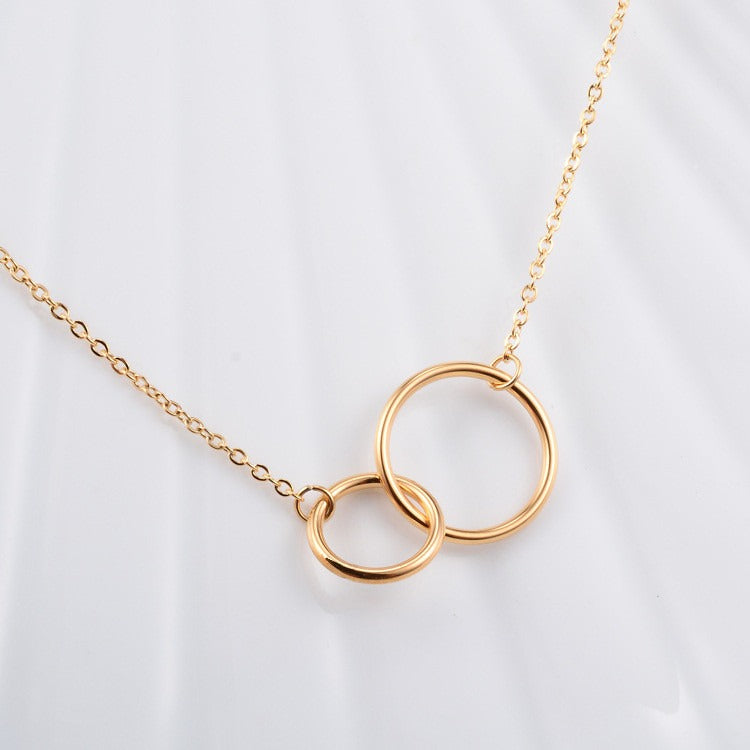 Pre Order:  Double Ring Plated Silver Necklace