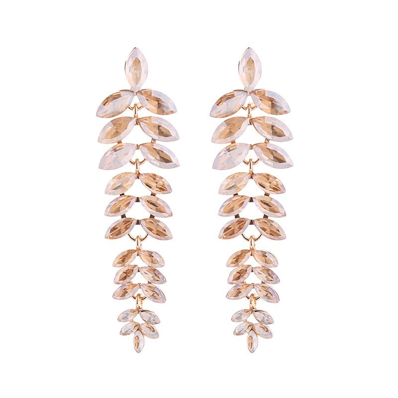 Pre Order:  Multi-Layered Diamond Leaf Flower Earrings