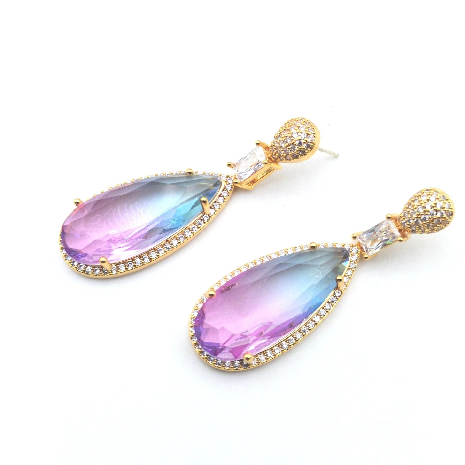 Pre Order:  Gradient Purple Zircon Water Drop Earrings