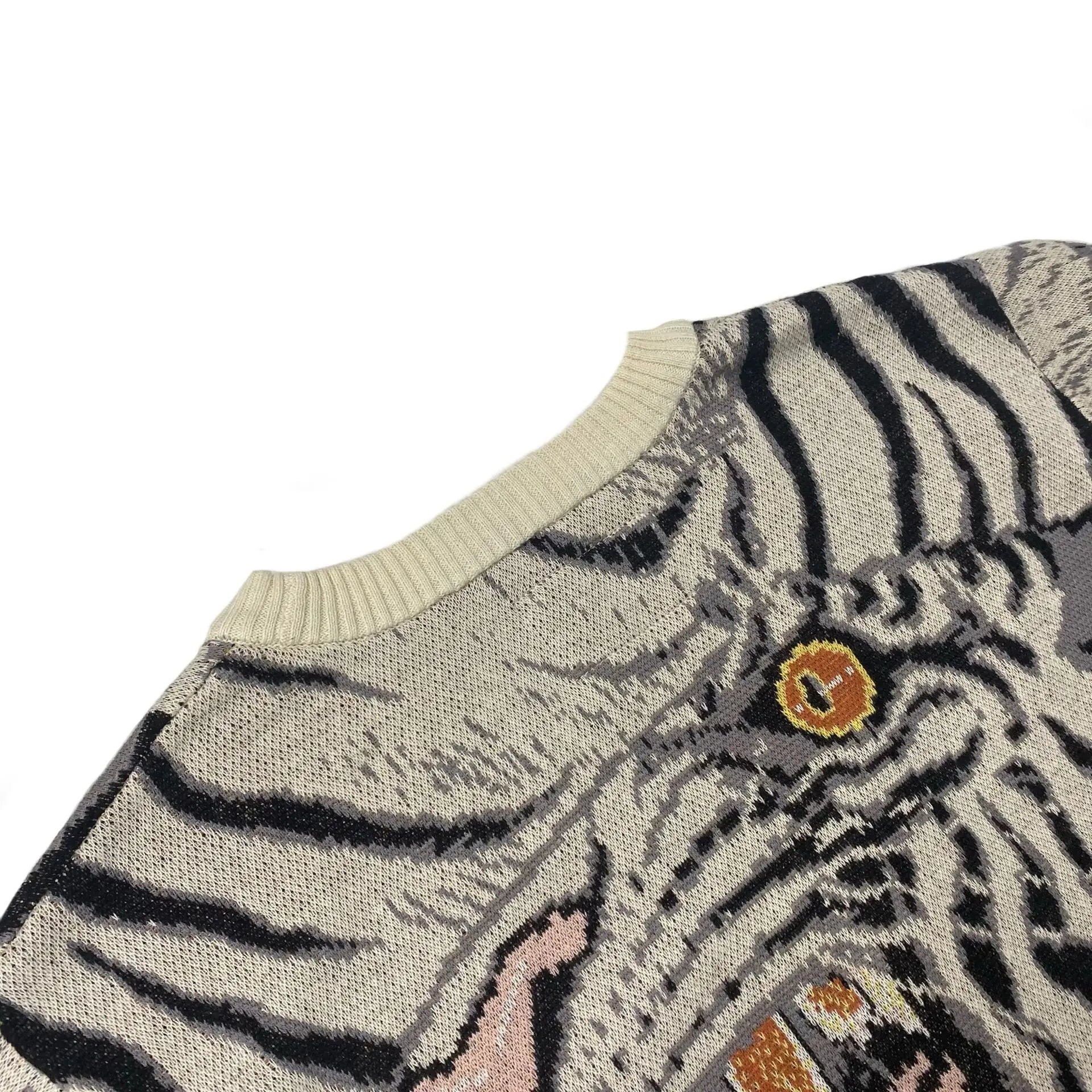 Pre Order:  Vintage Tiger Totem V-Neck Knitted Cardigan Sweater