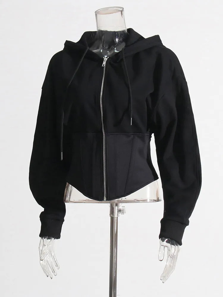 Pre Order:  Long Sleeved Waistband Hooded Jacket