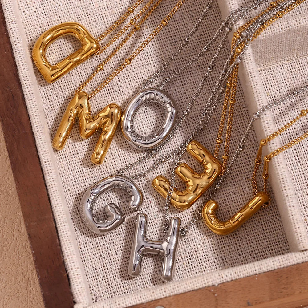 Pre Order:  Alphabet Pendant Plated Necklace