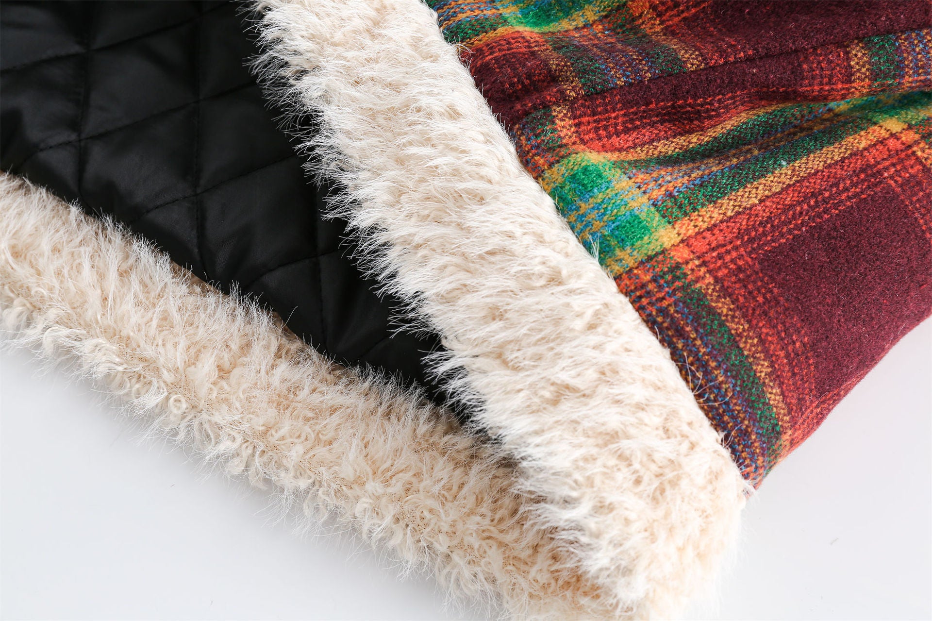 Pre Order:  Plaid Faux Fur Trimmed Jacket