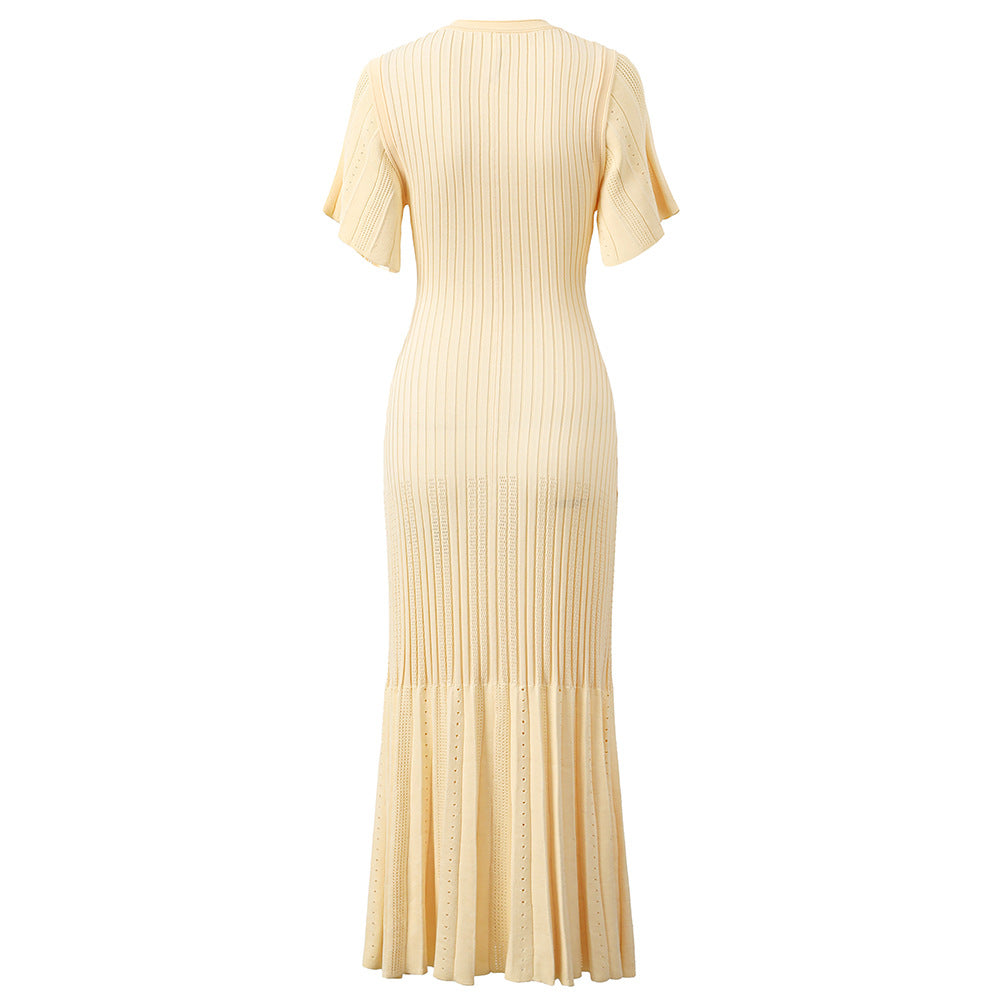 Pre Order:  Elegant Knitted Maxi Pleated Dress