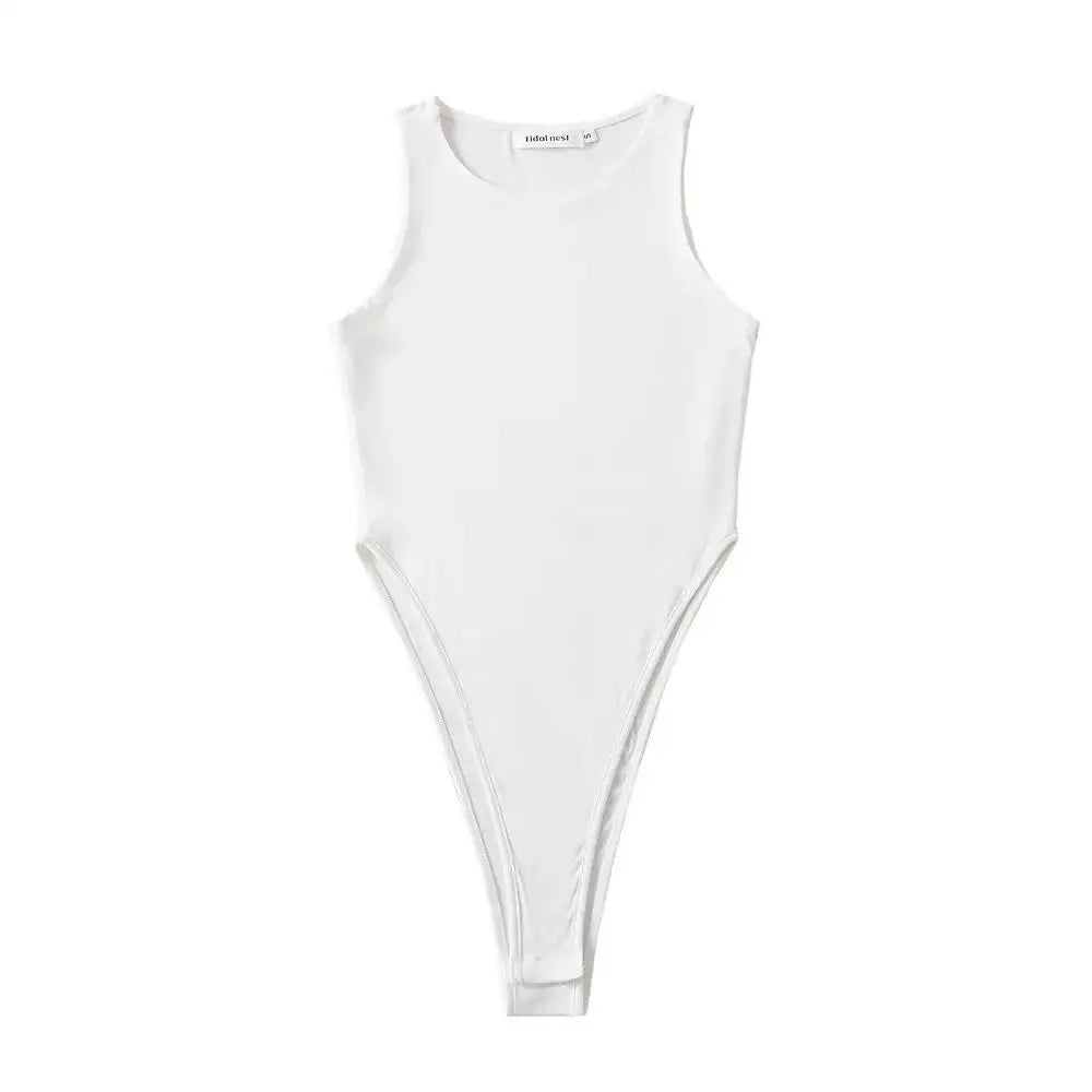 Pre Order:  O-neck Sleeveless Stretchable Bodysuits Top