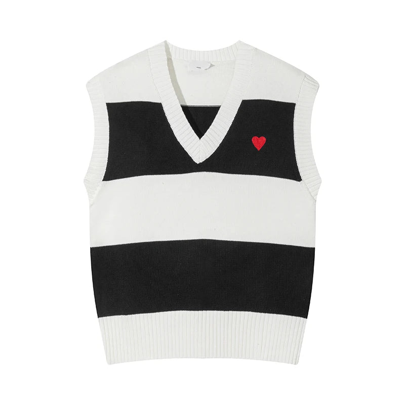 Pre Order:  Heart Knitted Stripe Vest