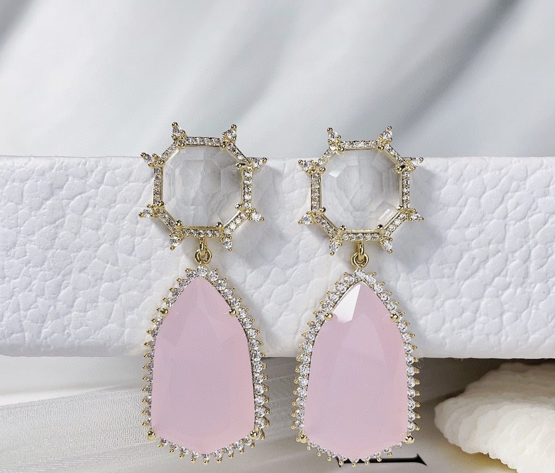 Pre Order: Geometric Teardrop Zircon Earrings