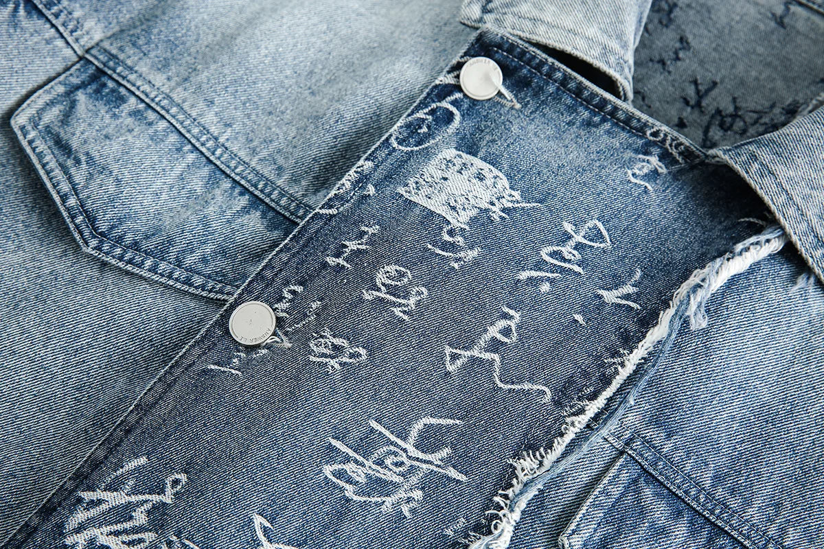 Pre Order:  Denim Letter Pattern Jacket