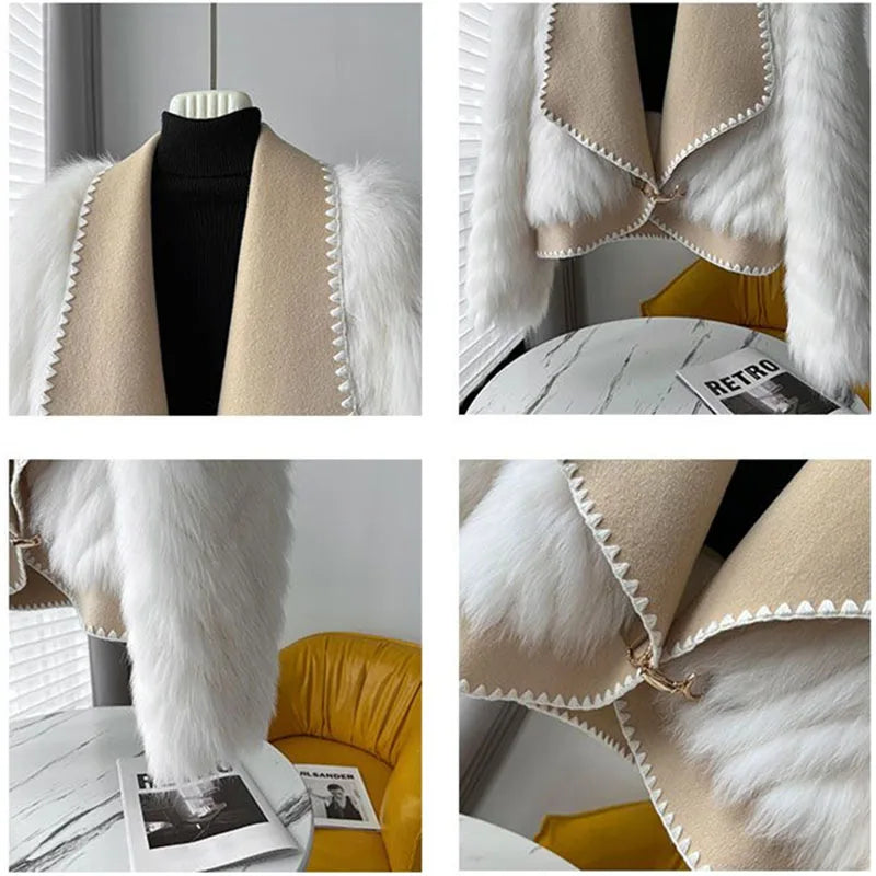 Pre Order:  Woolen Lapel Short Fur Coat