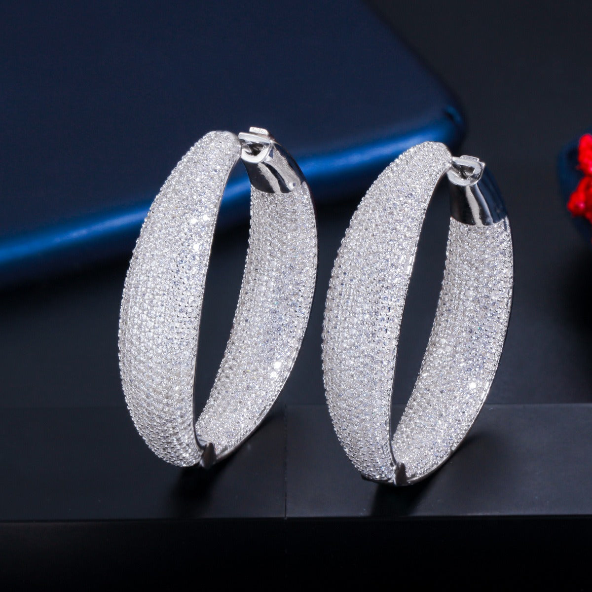 Pre Order:  Round Micro-Paved Zircon Earrings