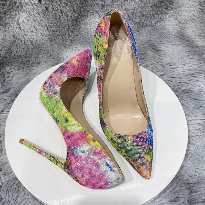 Pre Order:  Floral Sequined Pointed-Toe Pumps Shoes