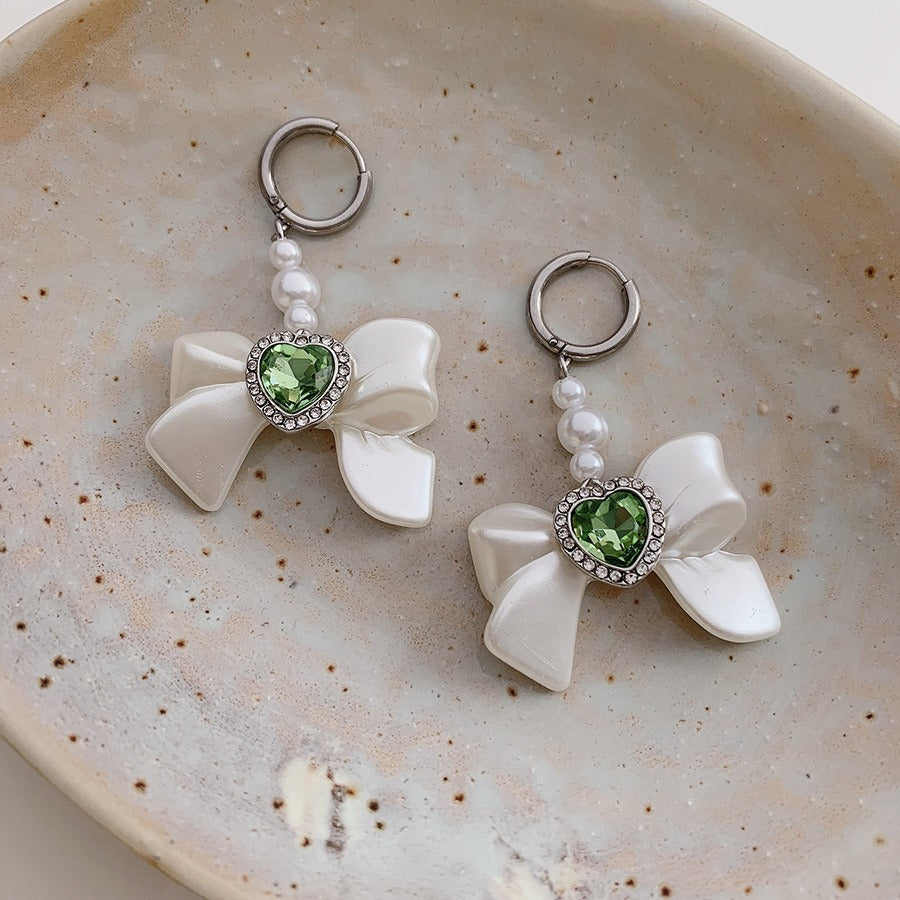 Pre Order:  White Bow Hoop Earrings