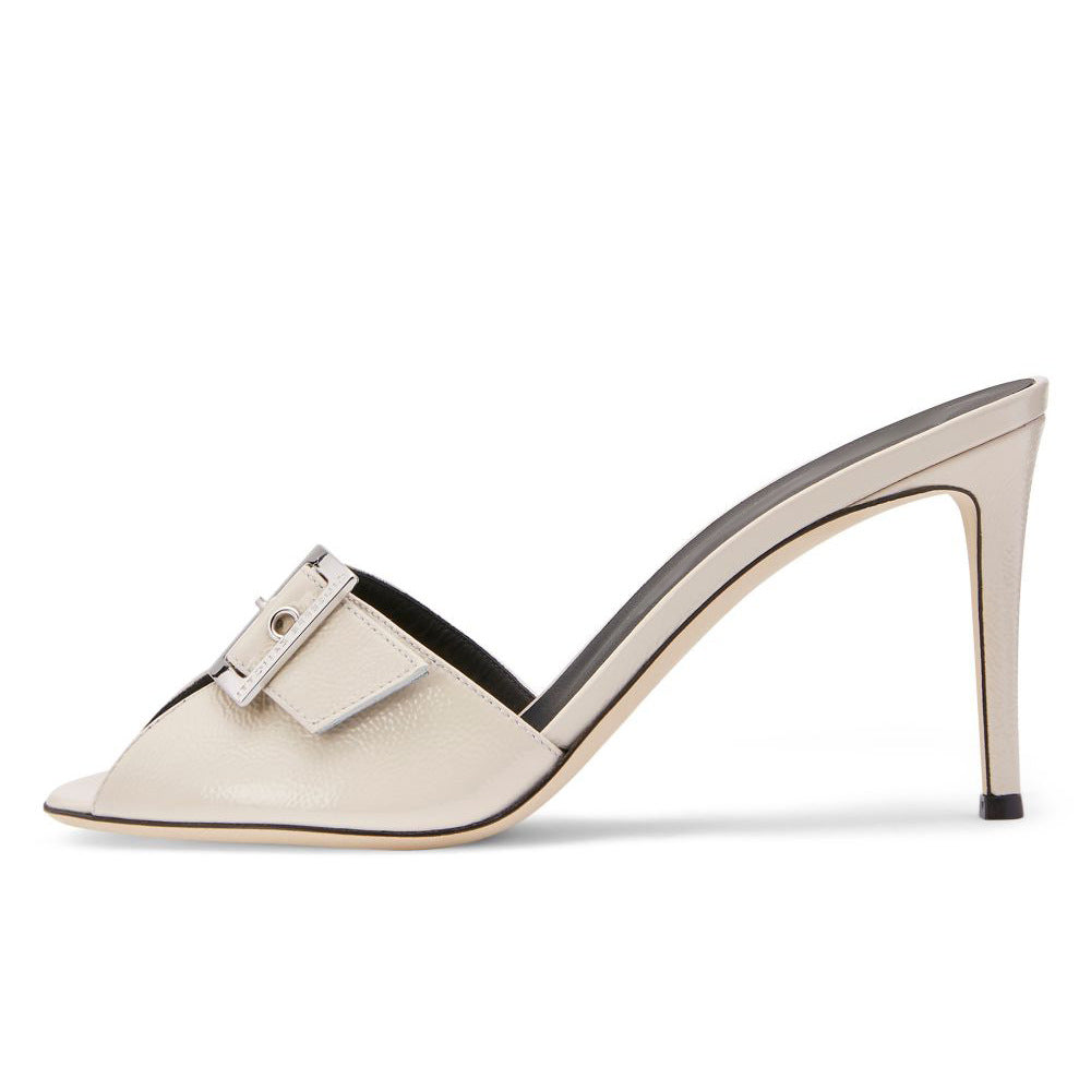 Pre Order:  Open Toe Buckle Stiletto Mule Sandals