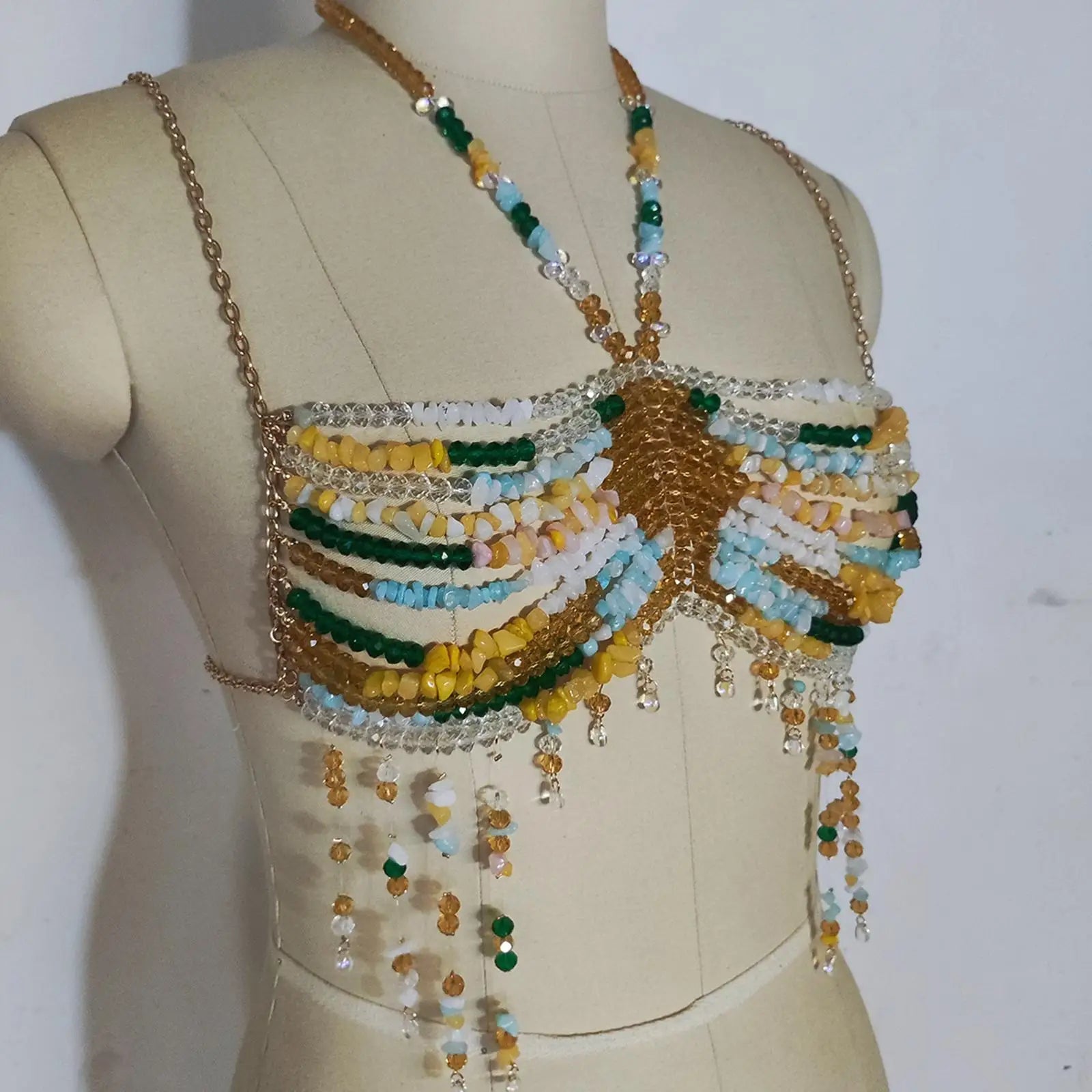 Pre  Order: Colored Stone Bead Chest Chain