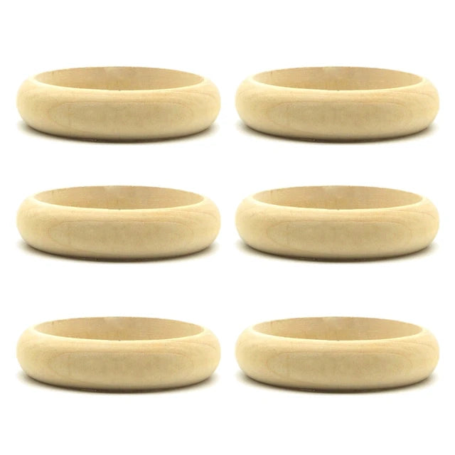 Pre Order:  6 Pieces Blank Wood DIY Painting Bangle Bracelets