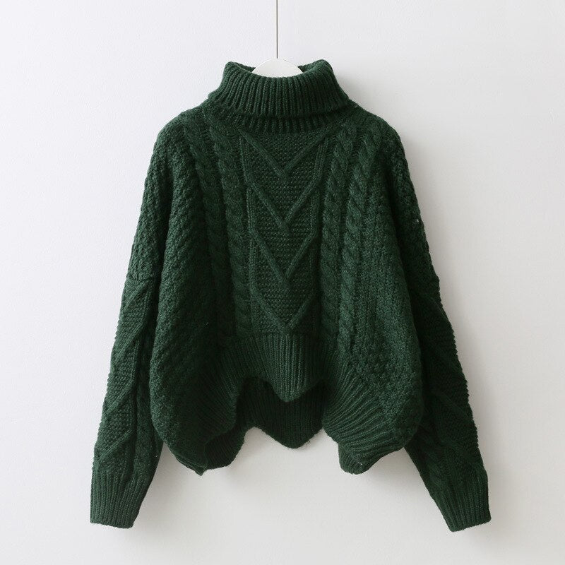 Pre Order:  Casual Solid Turtle Neck Knitted Sweater