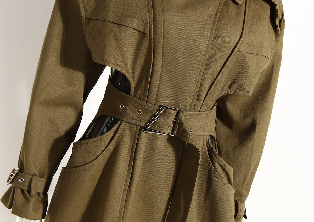 Pre Order:  Waist Cutout Belted Trench Coat